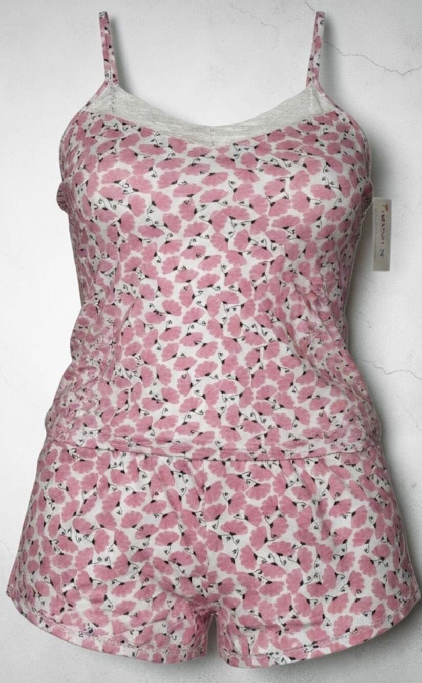 Joyspun 3X Pajama Set Dreamy Soft Pink Floral Lace Cami Top Sleep Shorts 2pc